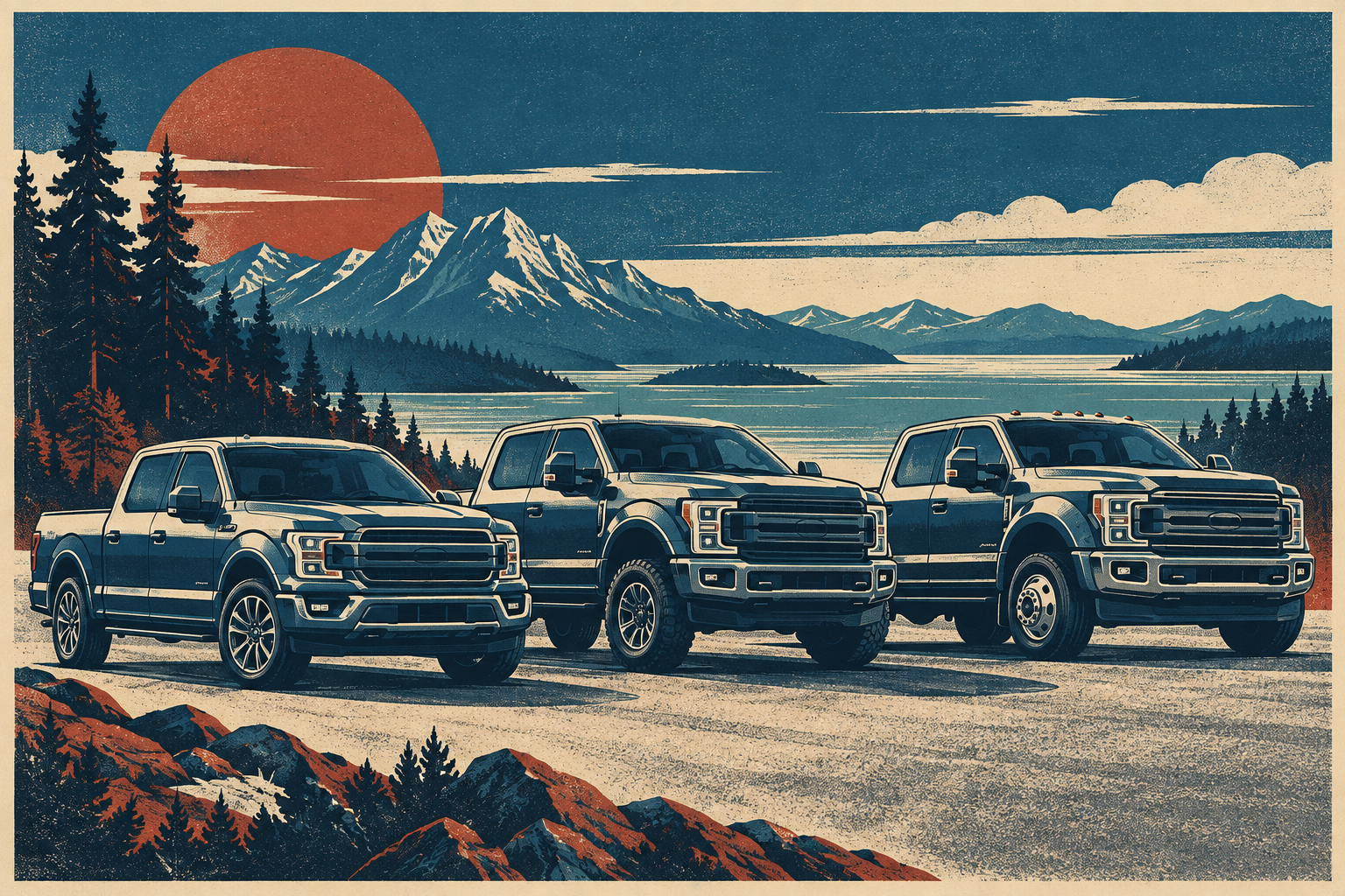 Ford page-specific retro artwork