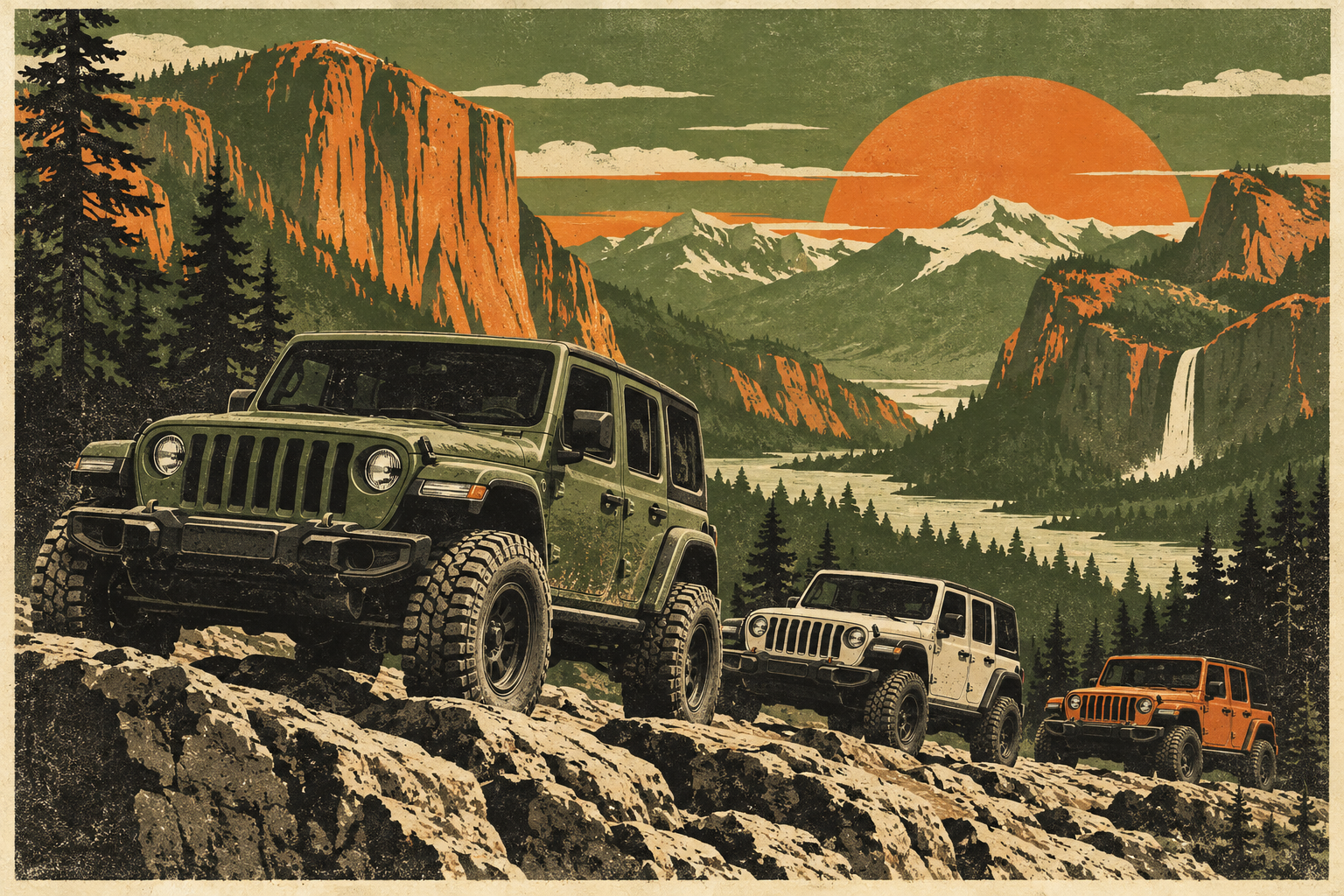 Jeep page-specific retro artwork