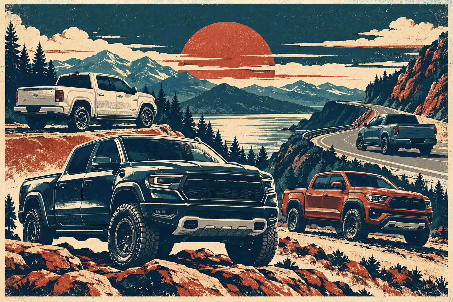 Pickup Trucks page-specific retro artwork