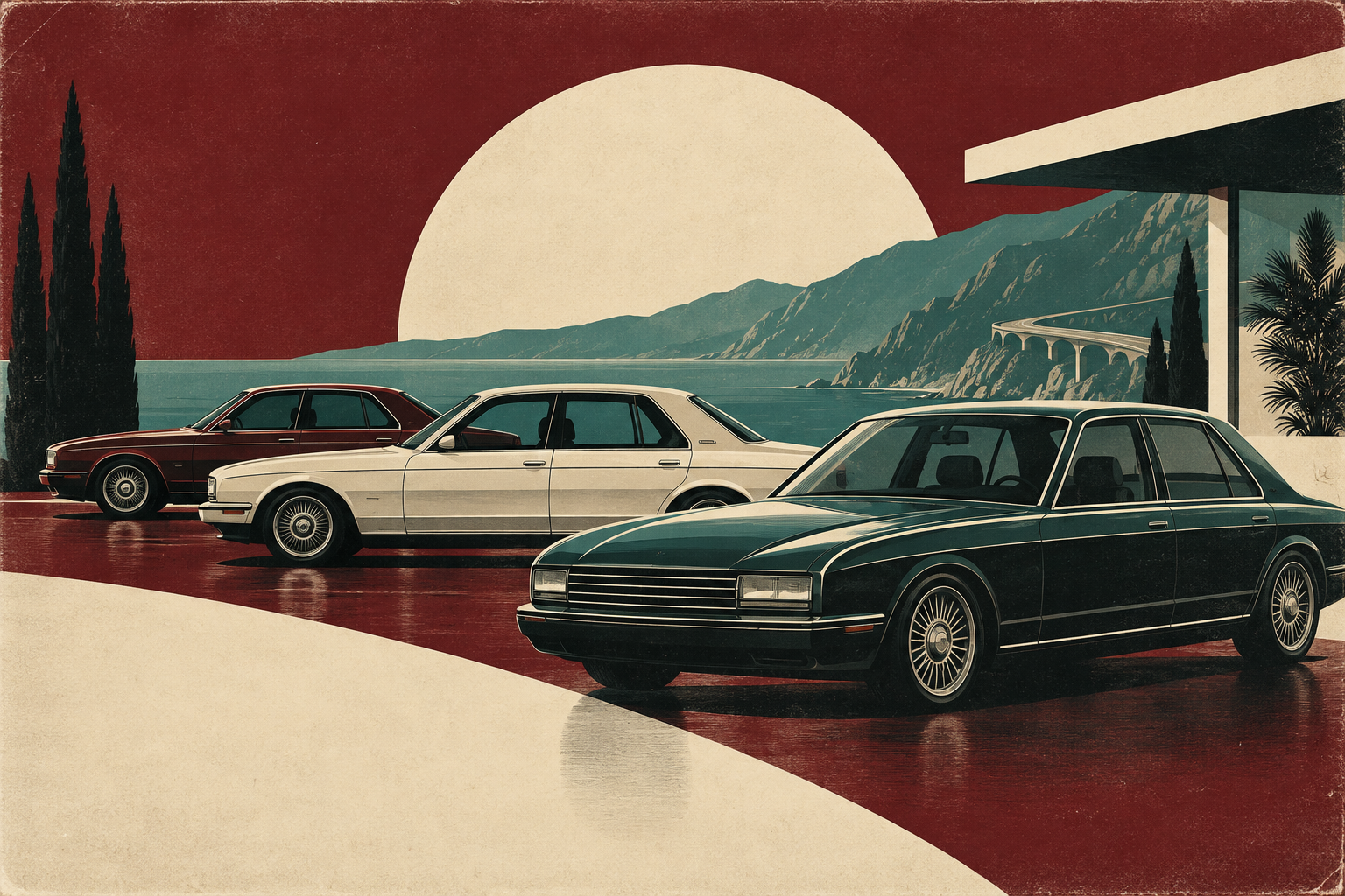 Sedans page-specific retro artwork