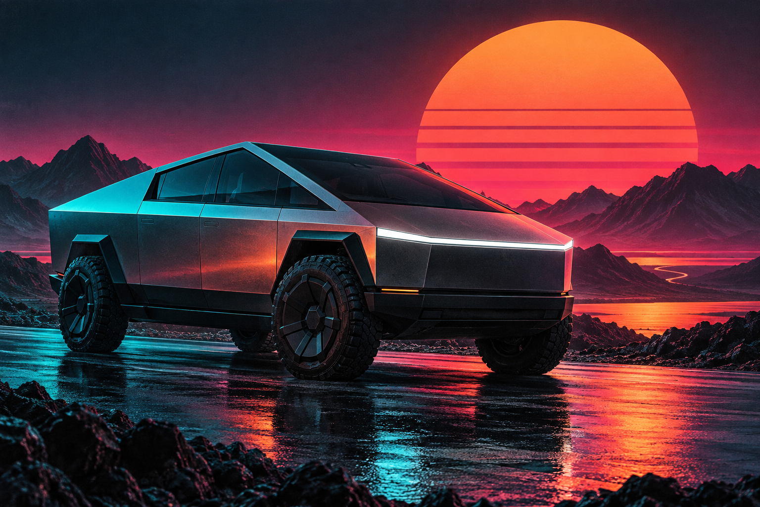 Tesla page-specific retro artwork