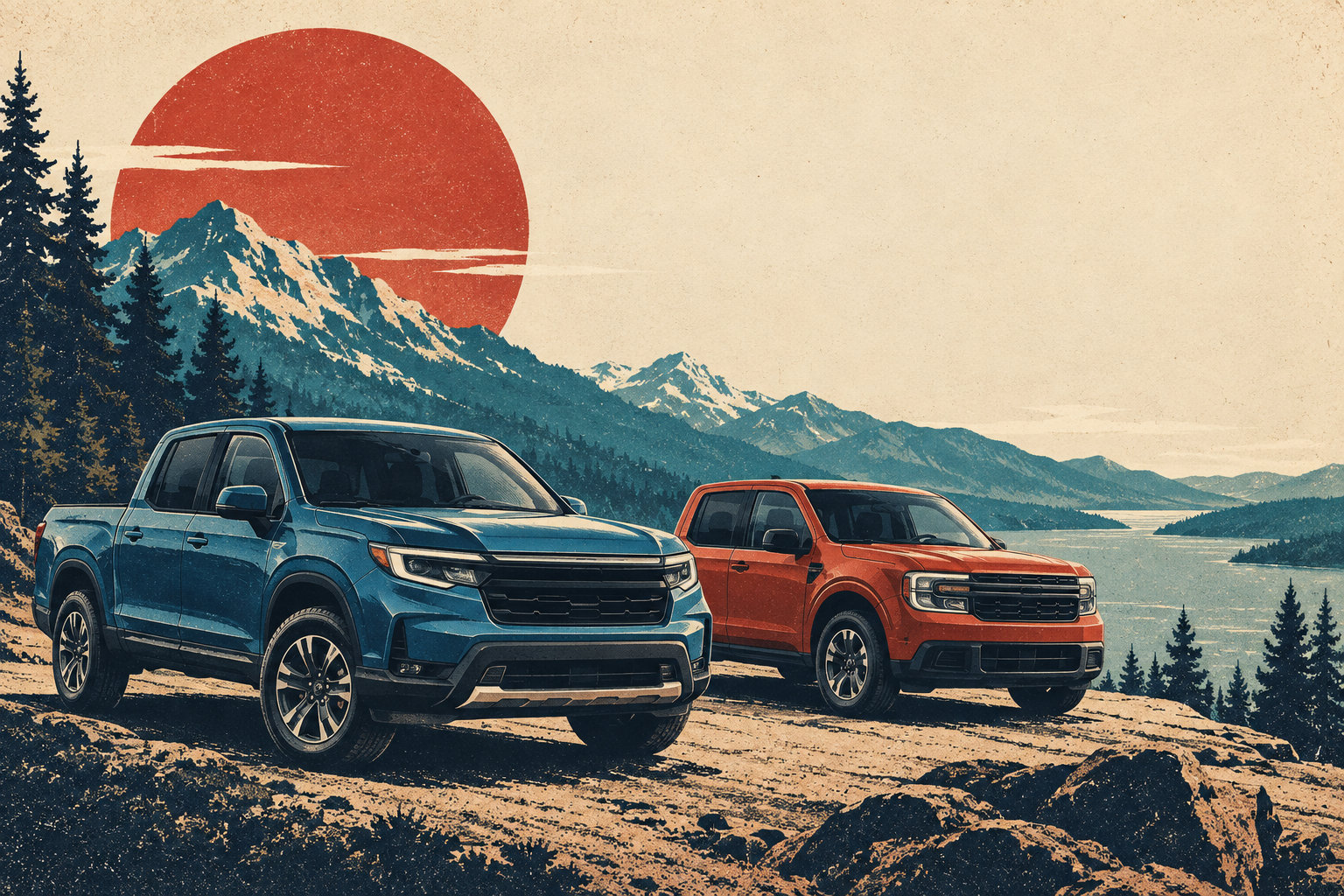 Most Popular Trucks retro vehicle collection banner
