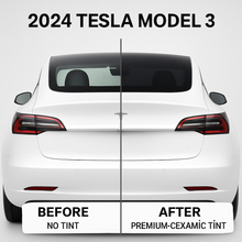 before after tint  tesla model3 rear windshield