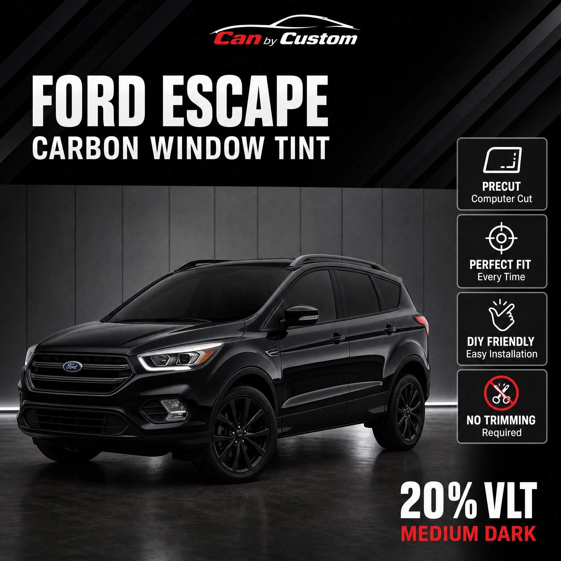 2017-2019 Ford Escape All Sides + Rear Window Carbon Window Tint Kit