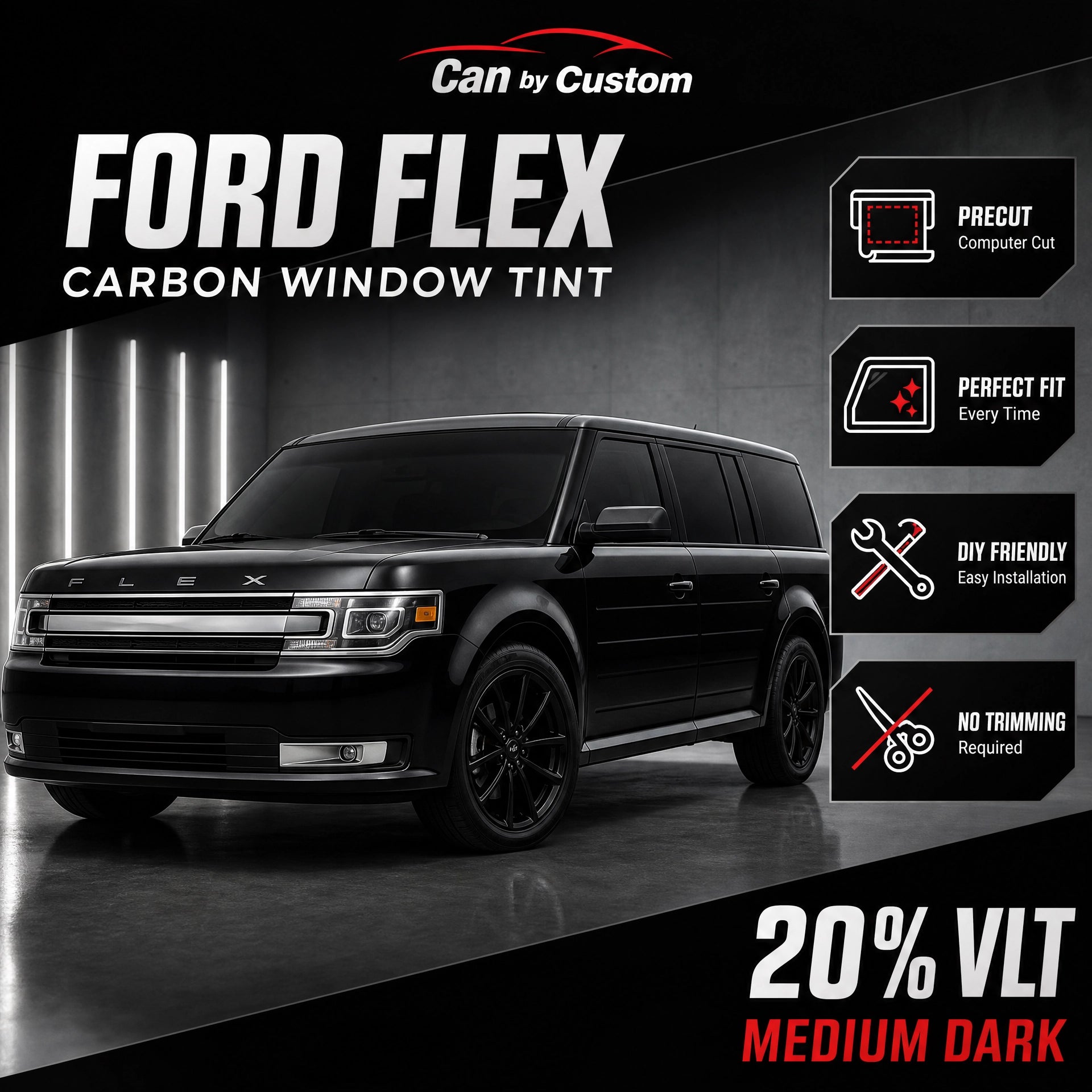 2017-2019 Ford Flex All Sides + Rear Window Carbon Window Tint Kit