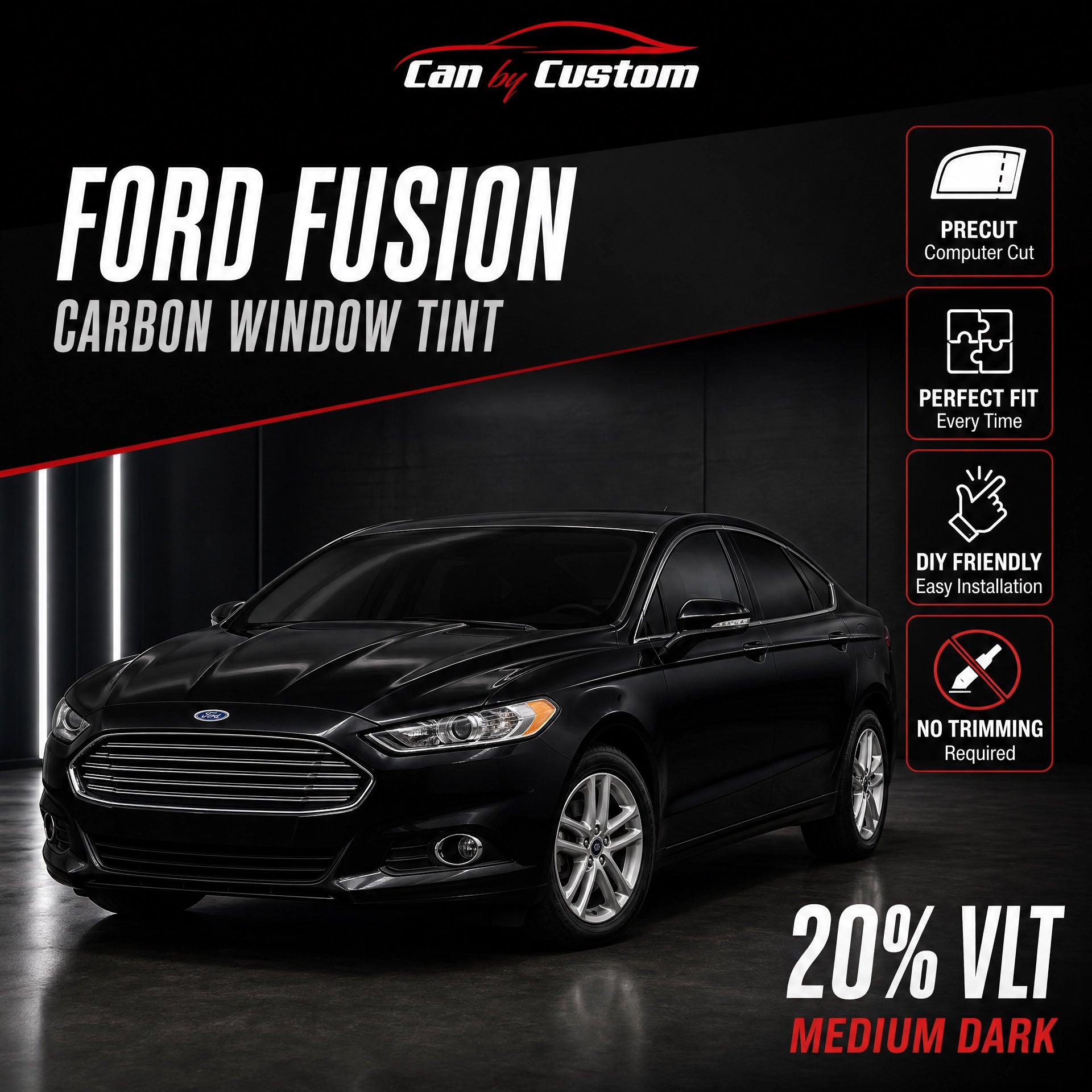 2017 Ford Fusion All Sides + Rear Window Carbon Tint Kit