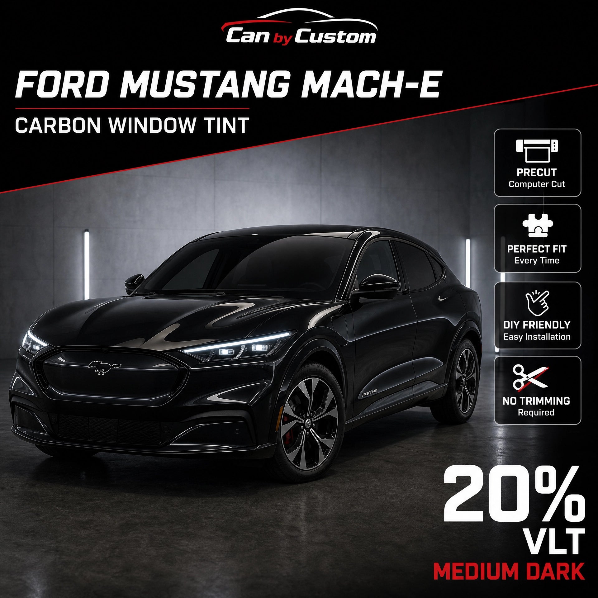 2021-2022 Ford Mustang Mach-E All Sides + Rear Window Carbon Window Tint Kit