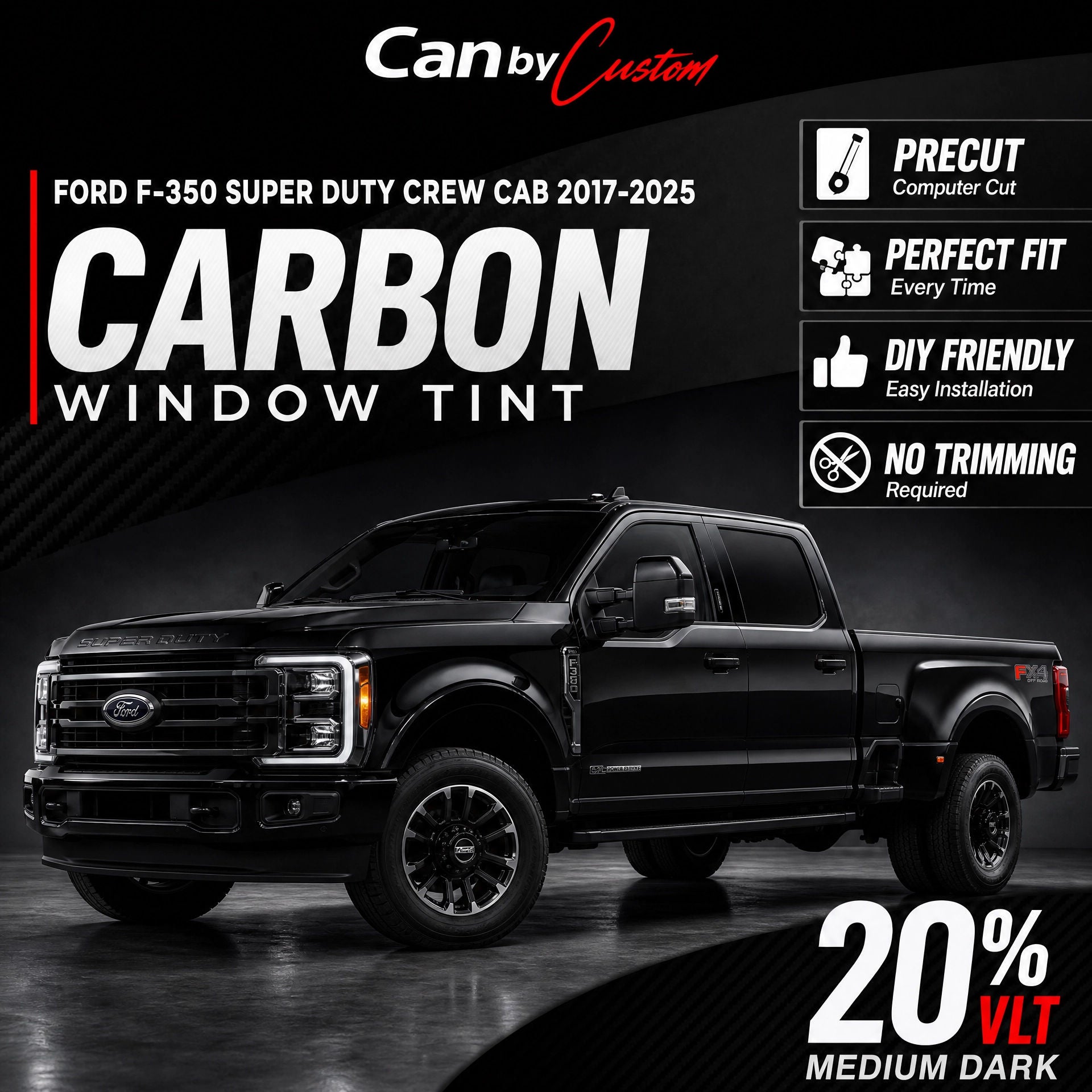 2017-2025 Ford F-350 Super Duty Crew Cab Rear Windows carbon tint hero vehicle