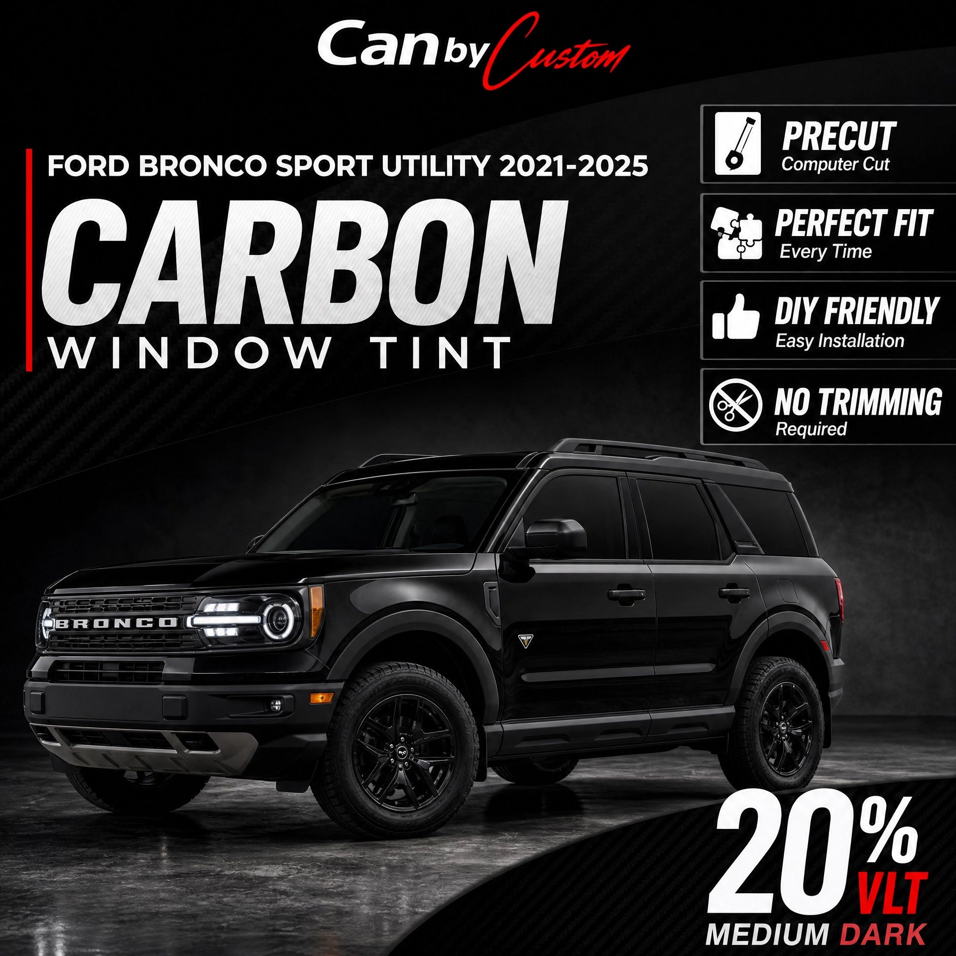 2021-2025 Ford Bronco Sport Utility Side Windows carbon tint hero vehicle