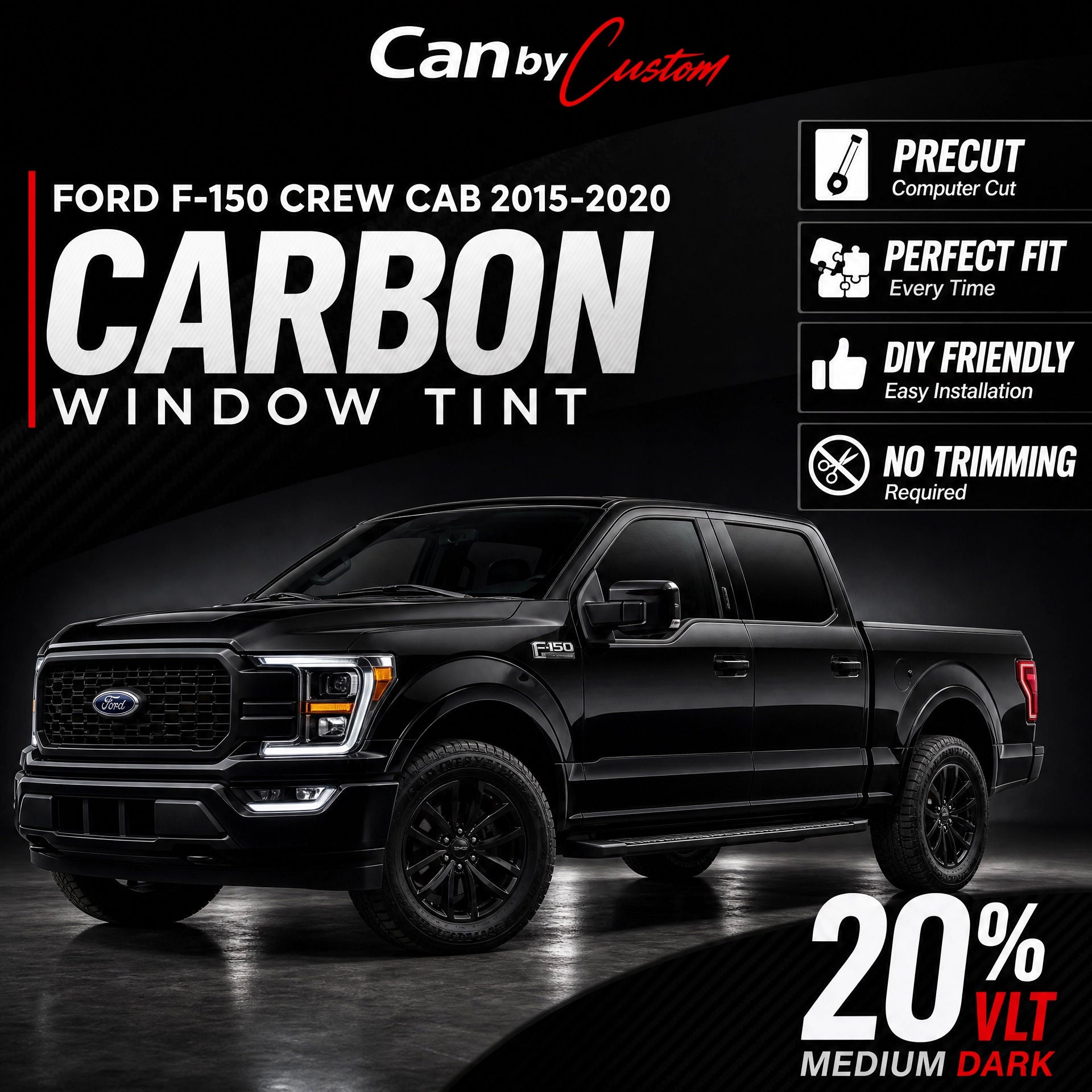 2015-2020 Ford F-150 Crew Cab Front Windows carbon tint hero vehicle