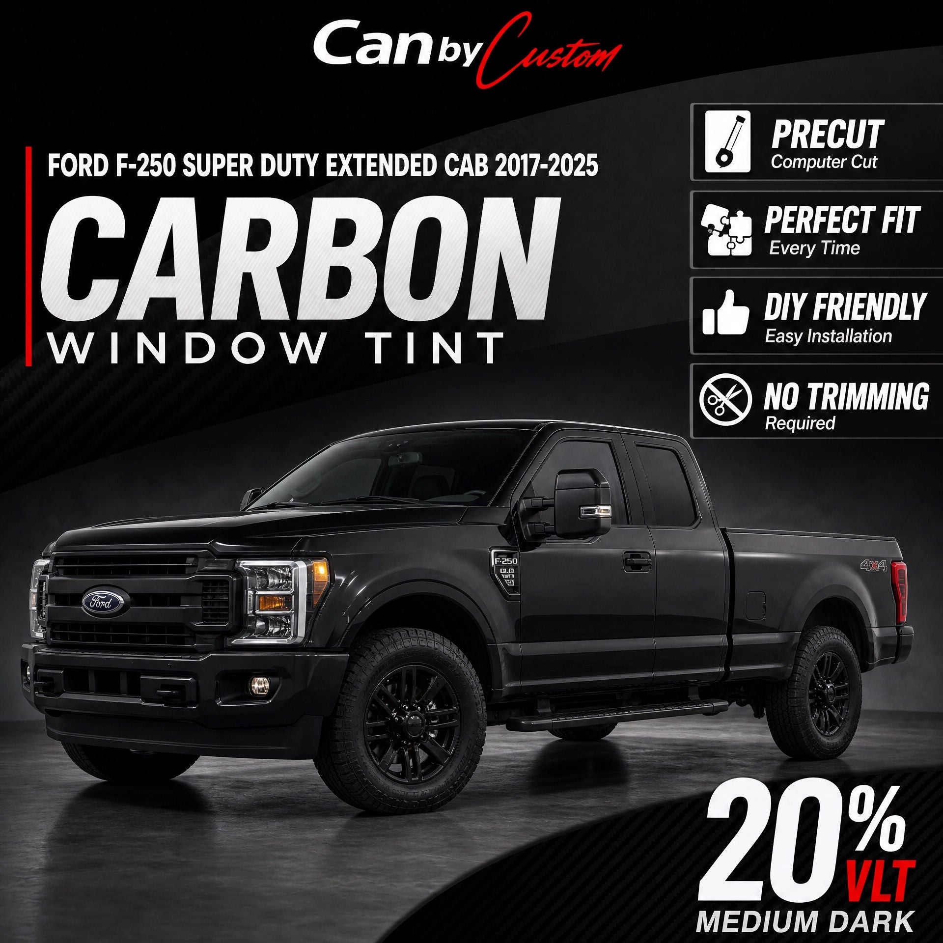 2017-2025 Ford F-250 Super Duty Extended Cab Front Windows carbon tint hero vehicle
